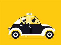 a cartoon of a taxi cab